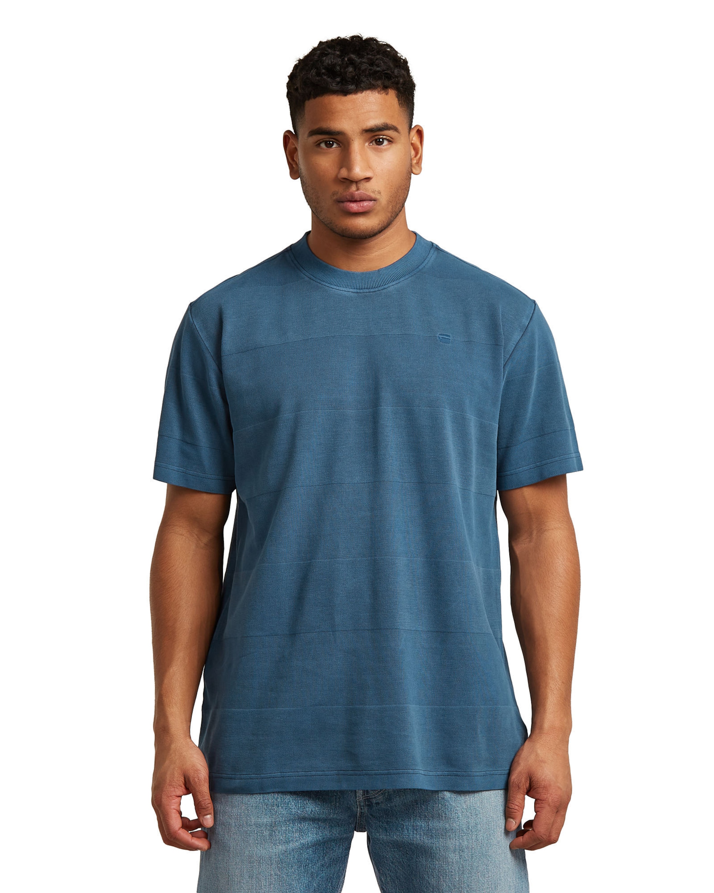 G-STAR Shirt 'Washed Jacquard T-Shirt' in Blauw: voorkant