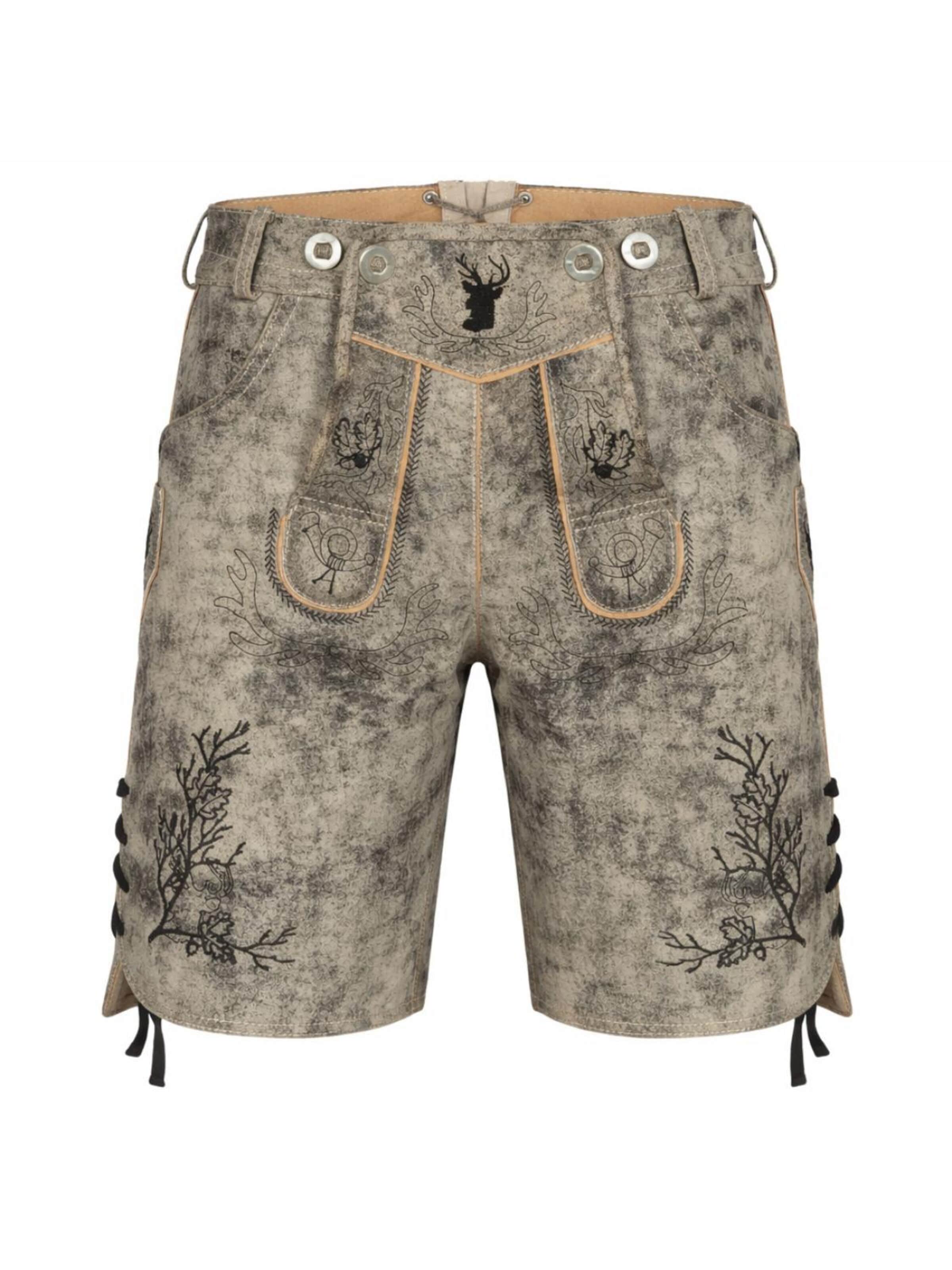 Paulgos Regular Traditional Pants 'PAULGOS Herren Trachten Lederhose Kurz - HK3 ANTIK - Echtes Leder - in 3 Farben erhältlich - Größe 44 - 60' in Grey: front