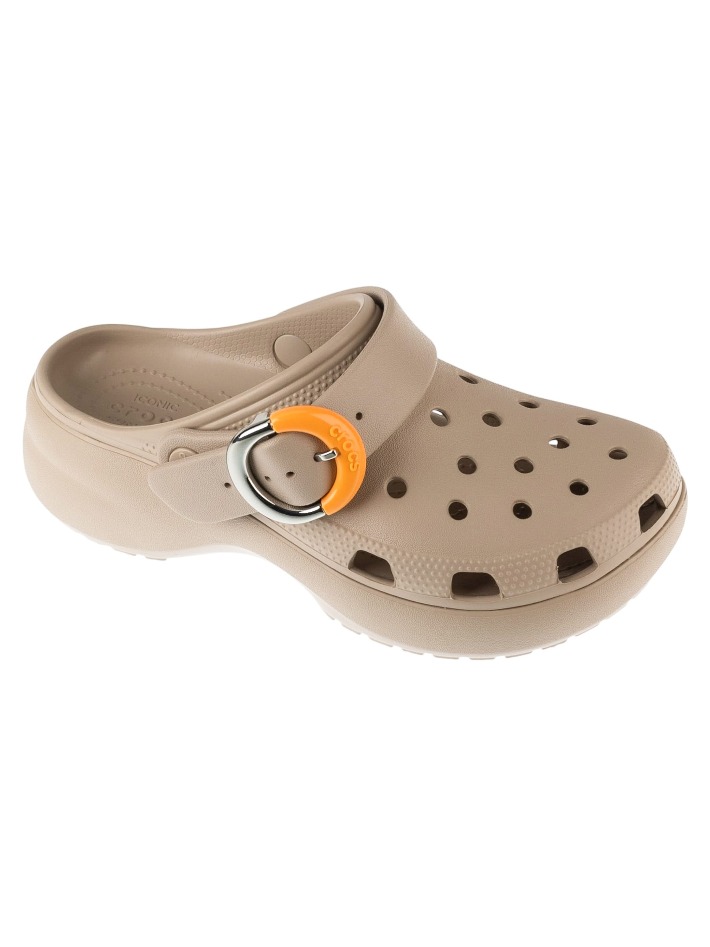 Crocs Clogs 'Classic Platform Dipped Buckle Clog' in Beige: front