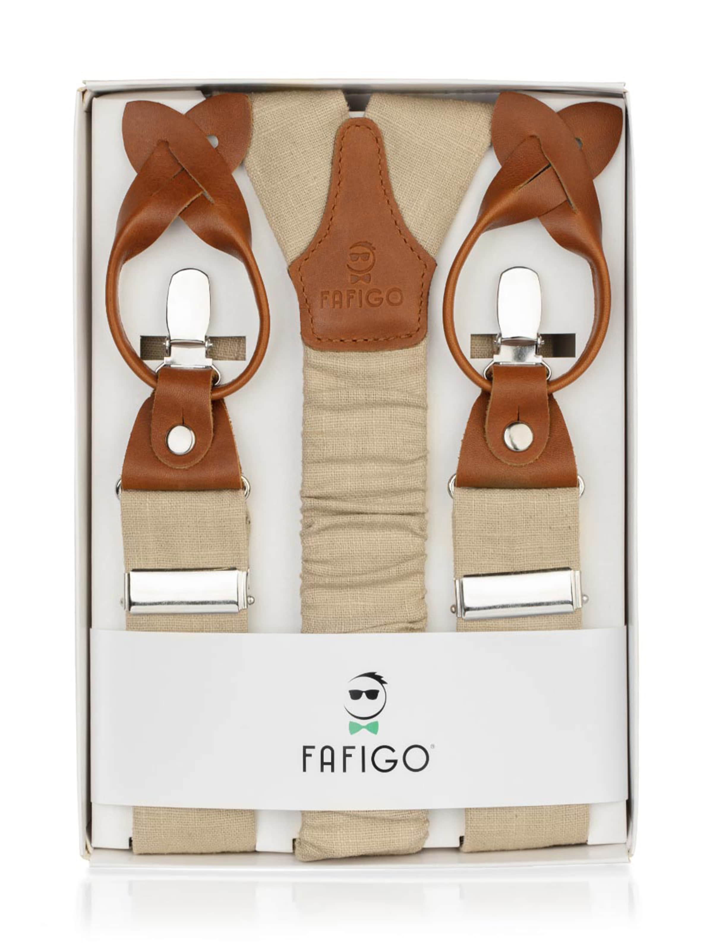 FAFIGO Suspenders 'Zio Nevio' in Beige: front