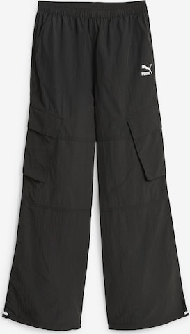 PUMA - Pierna ancha Pantalón cargo en negro: frente