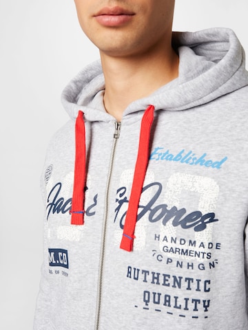 JACK & JONES Zip-Up Hoodie in Grey