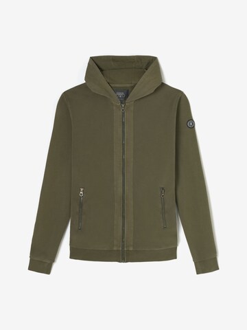 Le Temps Des Cerises Zip-Up Hoodie 'Refa' in Green: front
