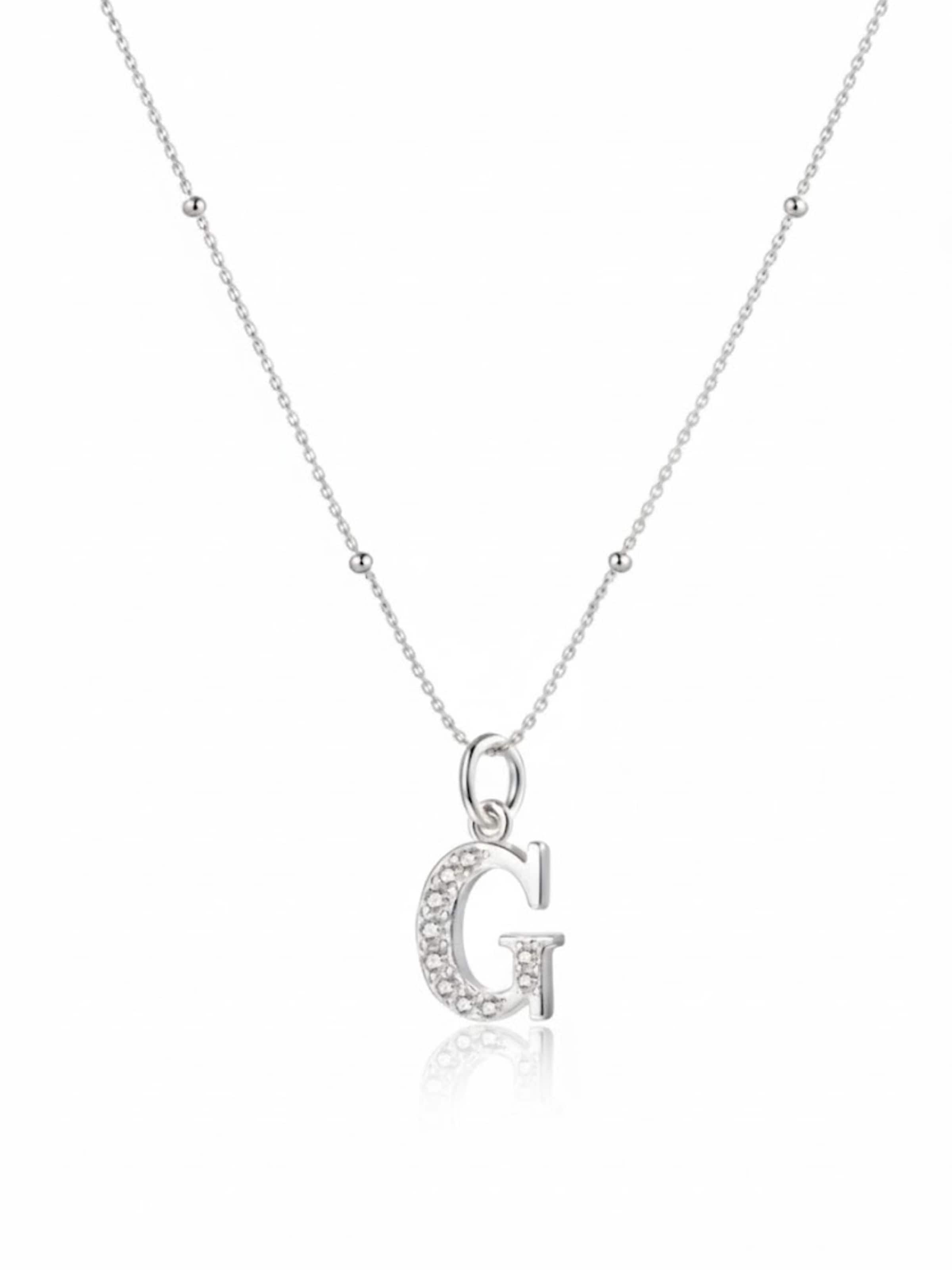 Hey Happiness - Cadena 'Letter G' en plata: frente