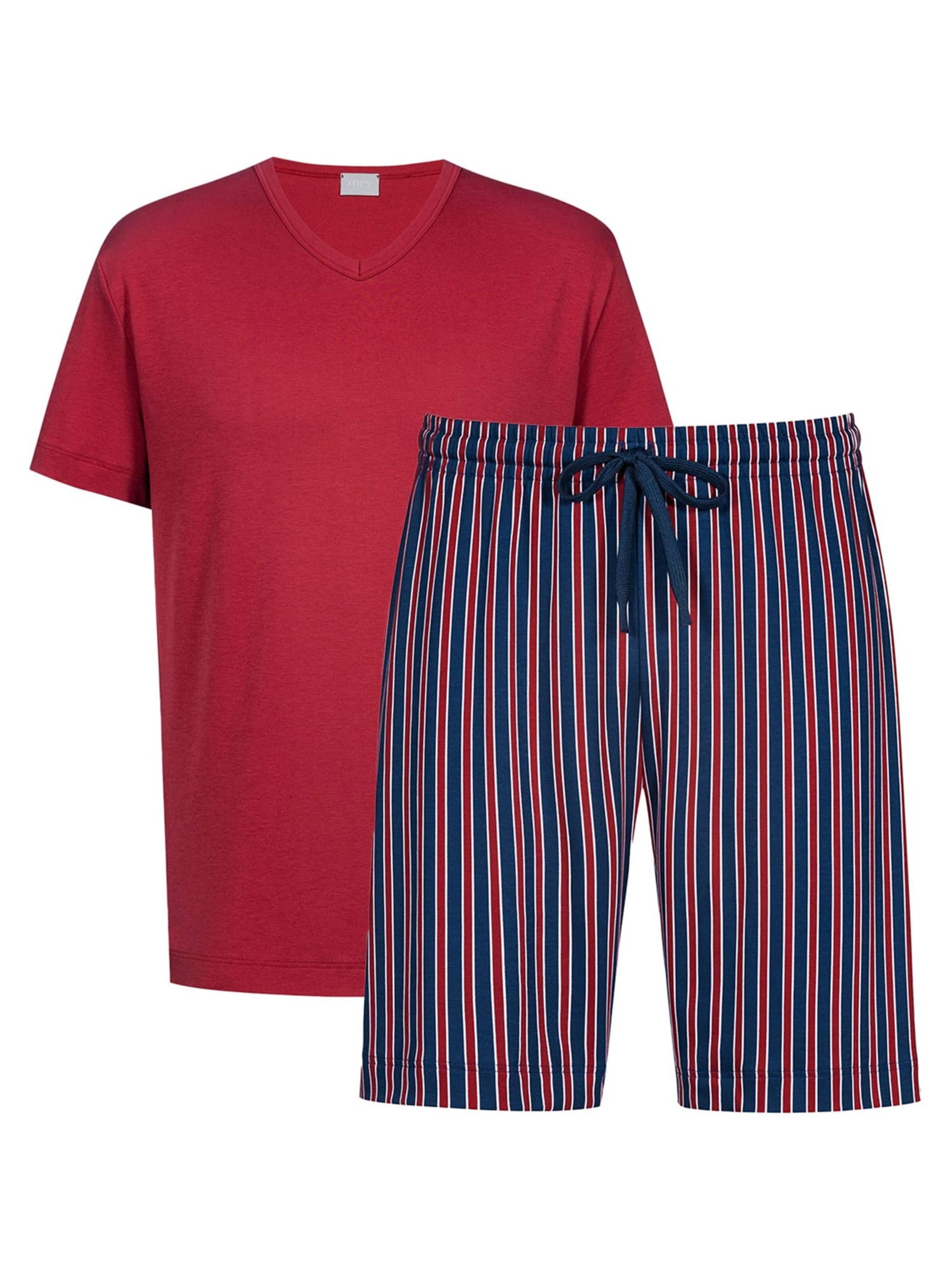 Mey Short Pajamas 'Graphic Stripes' in Red: front