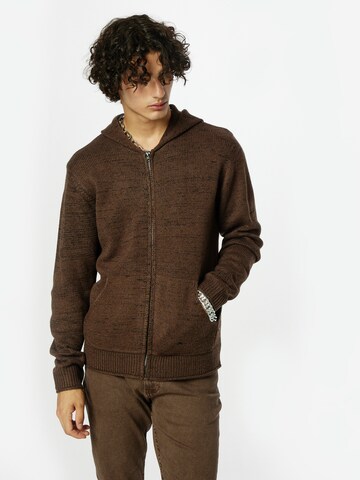 INDICODE JEANS Strickjacke 'Laps' in Braun: Vorderseite