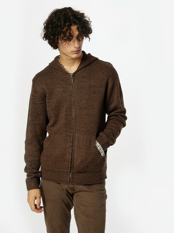 INDICODE JEANS Knit Cardigan 'Laps' in Brown: front
