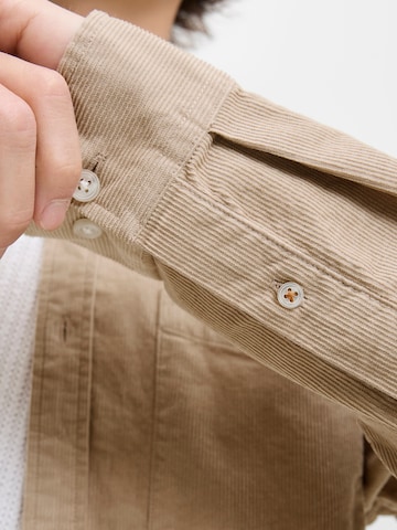JACK & JONES Regular fit Button Up Shirt 'JJECLASSIC' in Beige