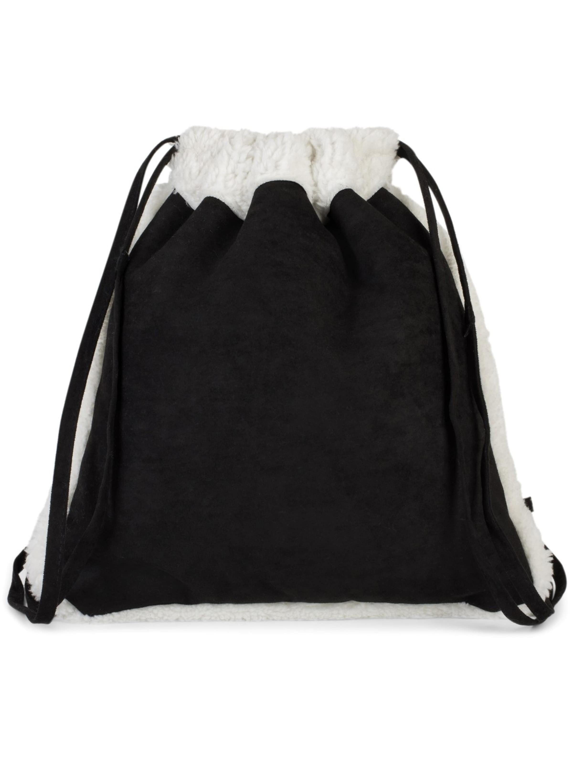 styleBREAKER Turnbeutel 'Turnbeutel mit Teddyfell Futter'‌‌ in Schwarz: Vorderseite
