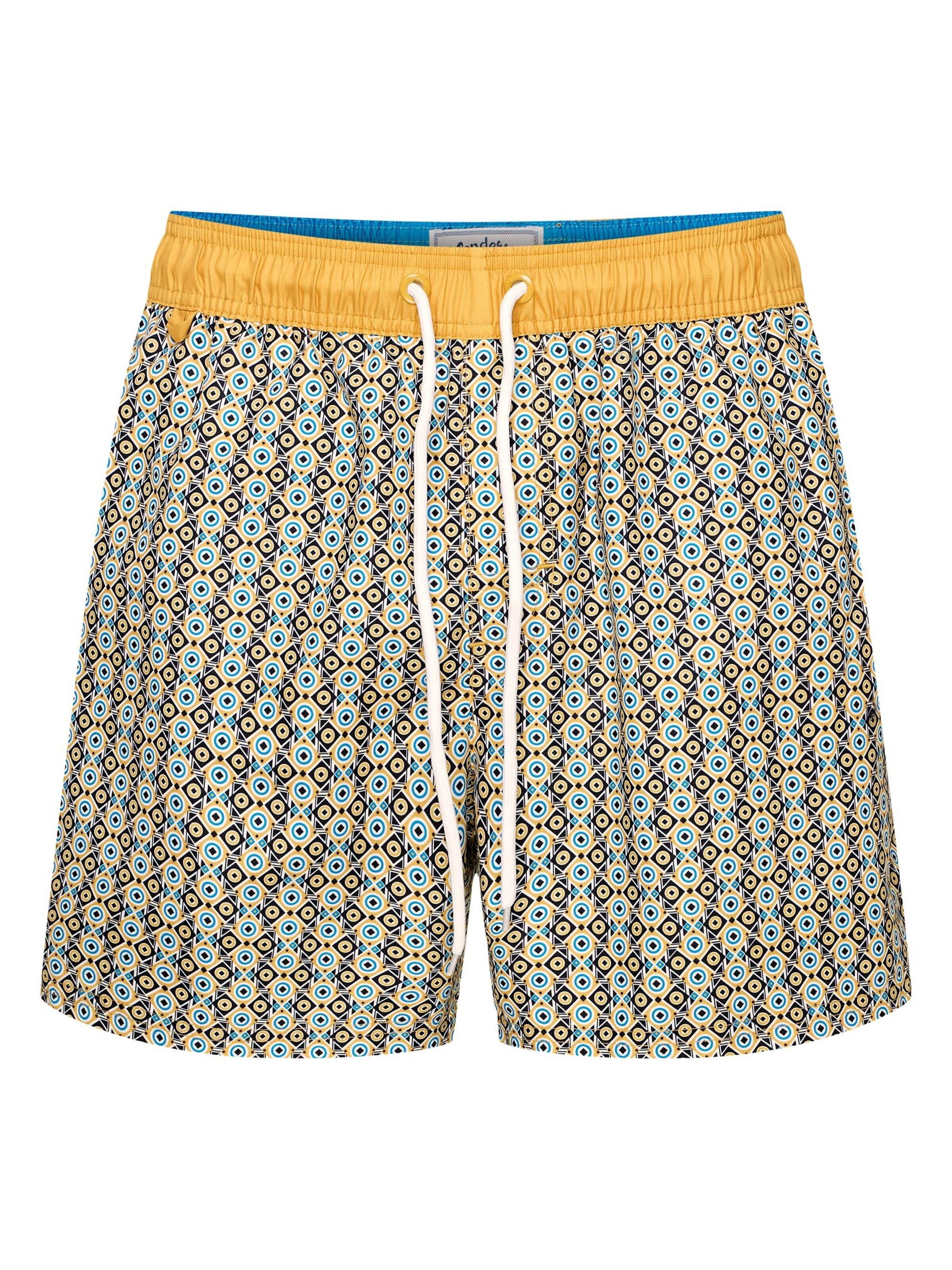 Henderson Swimming shorts 'Bequeme Badeshorts aus schnelltrocknendem Polyester gemustert Osaka' in Yellow: front