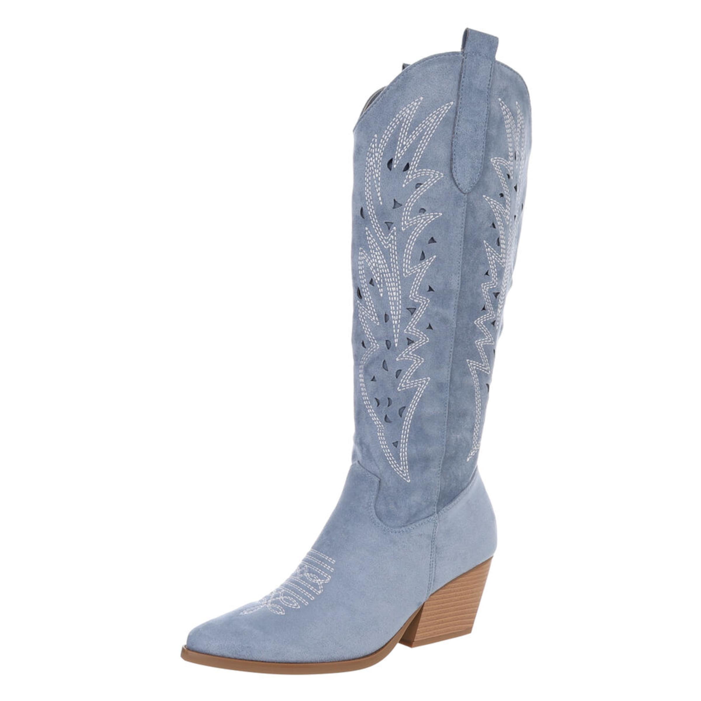 Ital-Design Cowboy Boots in Blue: front