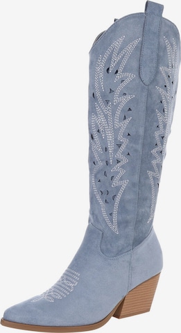 Ital-Design Cowboy Boots in Blue: front