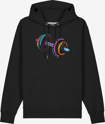 Felpa ' 80s Hantel ' di Watapparel in nero: frontale