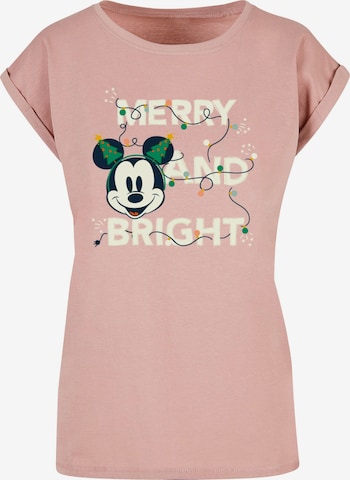ABSOLUTE CULT Shirt 'Mickey Mouse - Merry And Bright' in Roze: voorkant