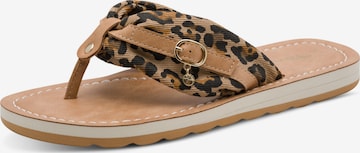 Tamaris T-Bar Sandals in Brown: front