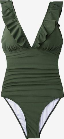 Cupshe Swimsuit 'Ruffled Trim' in Green: front