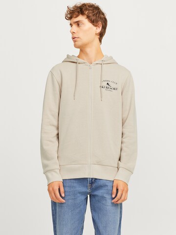 JJ Rebel - Sudadera con cremallera 'JREBANDREW' en beige: frente