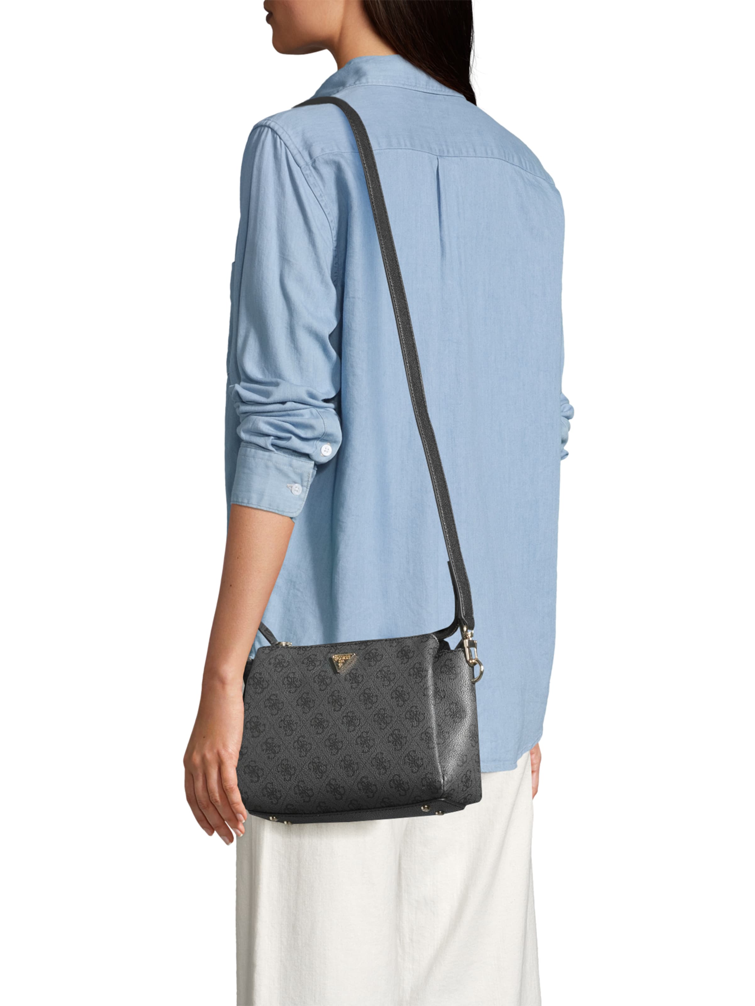 pelēks GUESS Pleca soma 'NOELLE II TRI COMP CROSSBODY': no priekšpuses