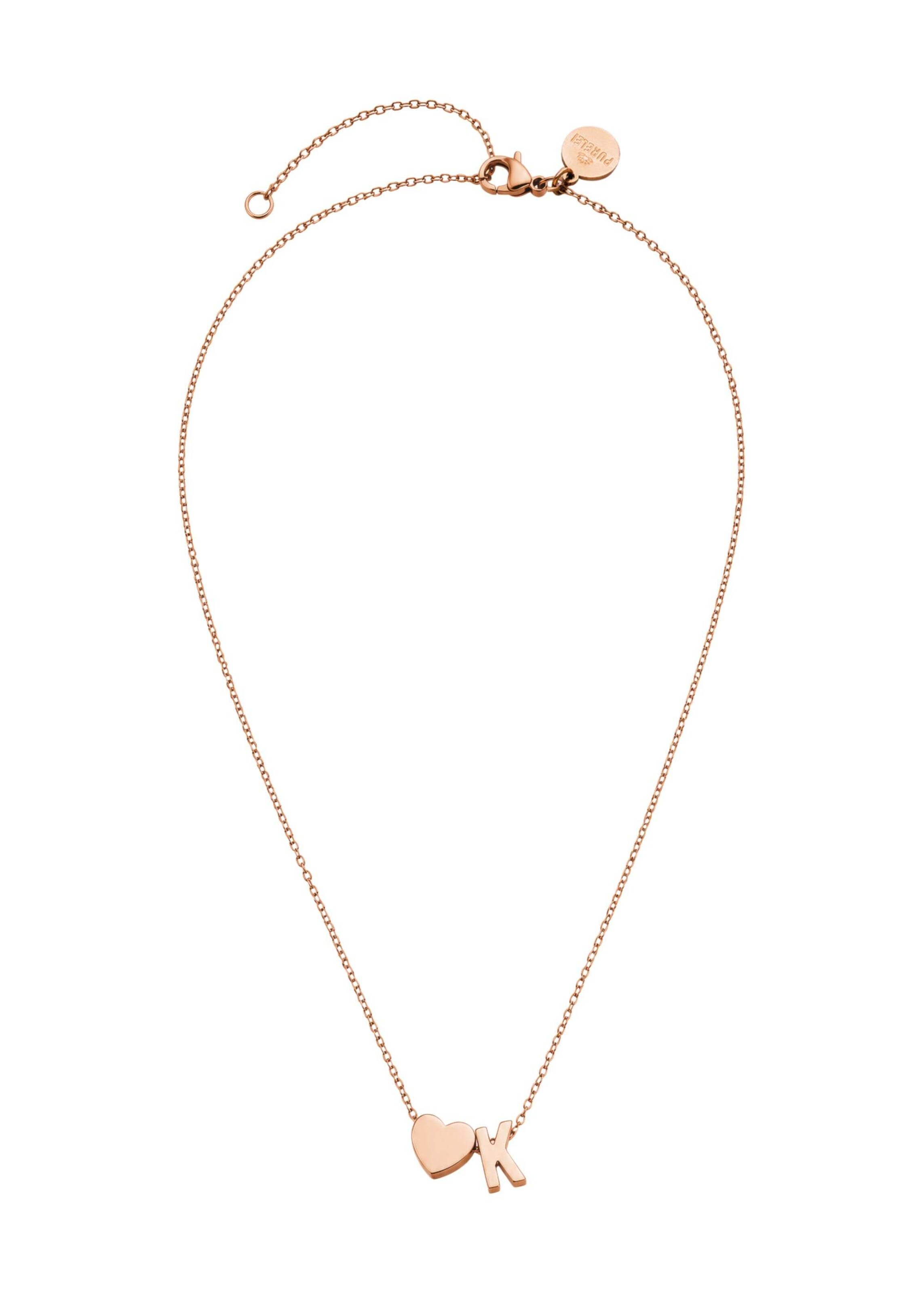 PURELEI - Cadena 'Letter Heart K' en oro: frente
