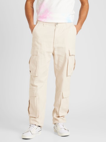 Regular Pantalon cargo Sixth June en beige : devant