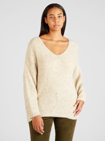 Pullover 'FIKA' di PIECES Curve in beige: frontale