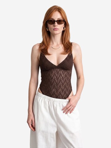Dilvin Bodysuit 'Blusen' in Brown
