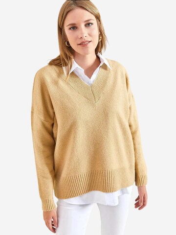 Bianco Lucci Sweater in Brown: front