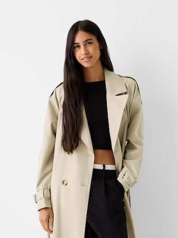 Bershka Between-Seasons Coat in Beige: front