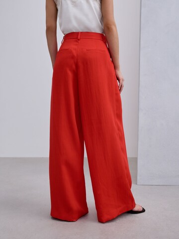 Next Wide leg Pleat-front trousers in Red