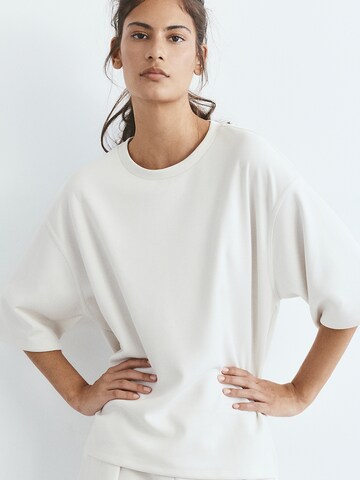 Pull&Bear Oversized Shirt in Beige: front