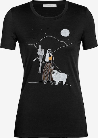 ICEBREAKER Shirt 'W Tech Lite II SS The Ram Herder' in Zwart: voorkant