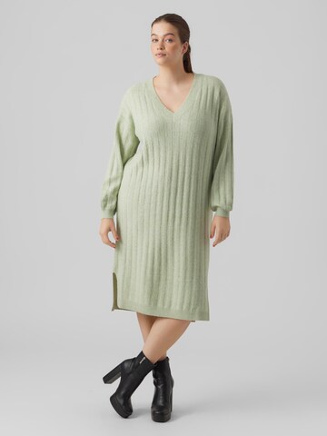 Vero Moda Curve Kootud kleit 'DOFFY', värv roheline: eest vaates