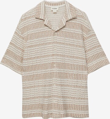 Pull&Bear Comfort Fit Skjorta i beige: framsida