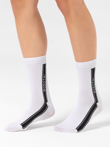 MOROTAI Sportovní ponožky ' Stripe Long Socks ' – bílá