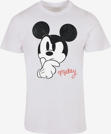 ABSOLUTE CULT T-Shirt 'Mickey Mouse - Distressed Ponder' in Weiß: predná strana