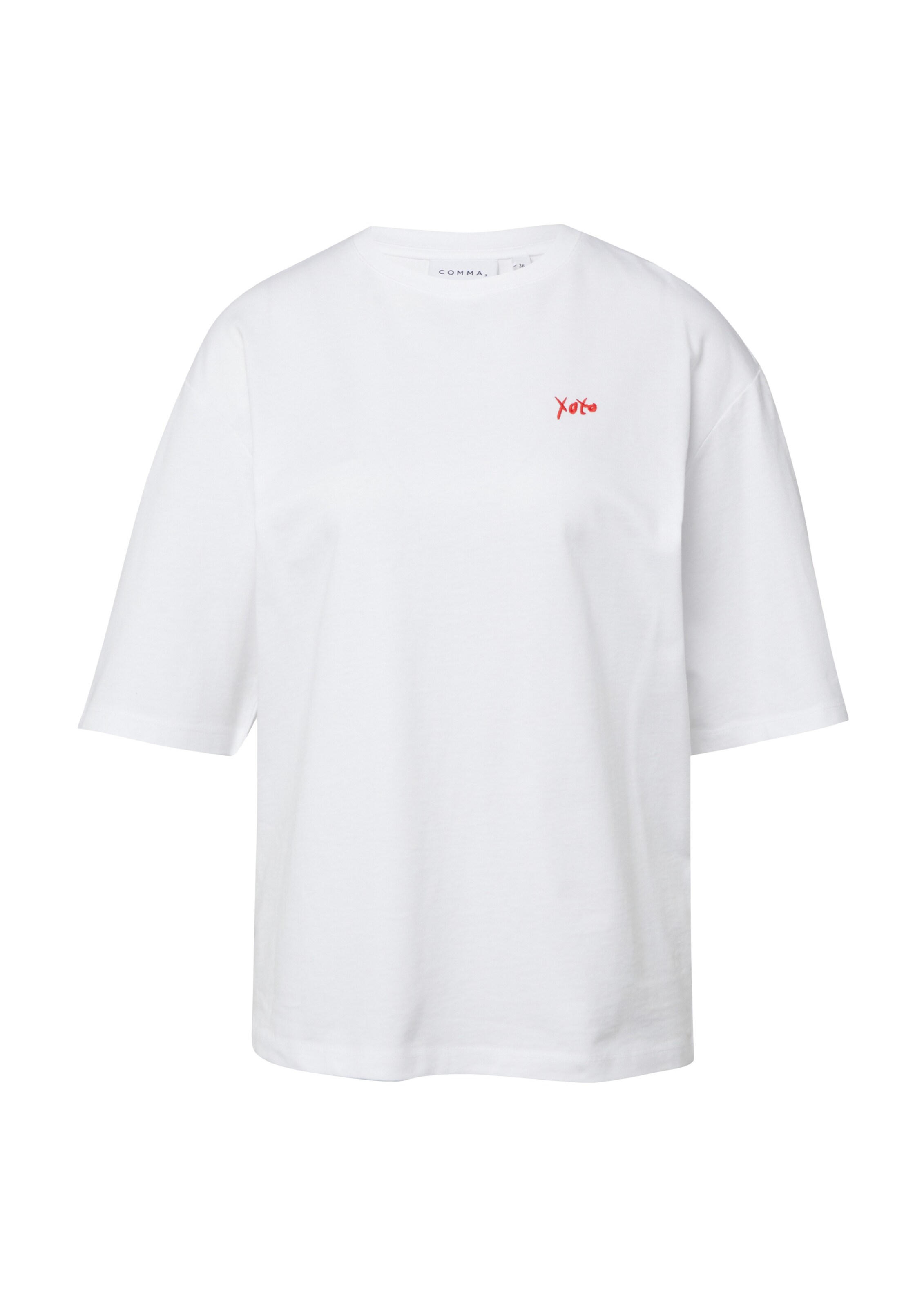 COMMA T-shirt en rouge foncé / blanc, Vue avec produit
