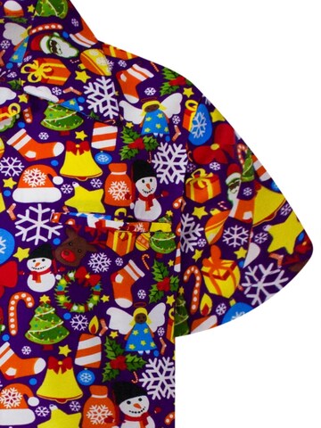 King Kameha Regular fit Overhemd 'Christmas Allover' in Lila