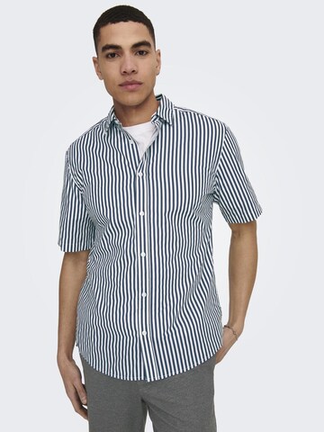 Only & Sons Regular fit Button Up Shirt in Blue