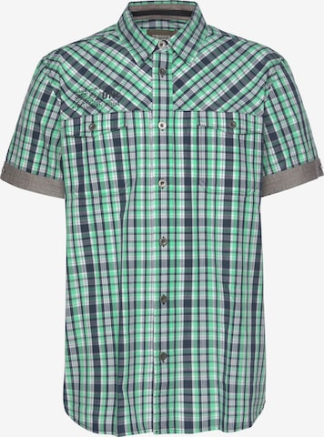 Man's World Button Up Shirt in Green: front