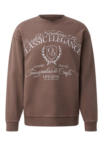 Sweat-shirt QS en marron : devant