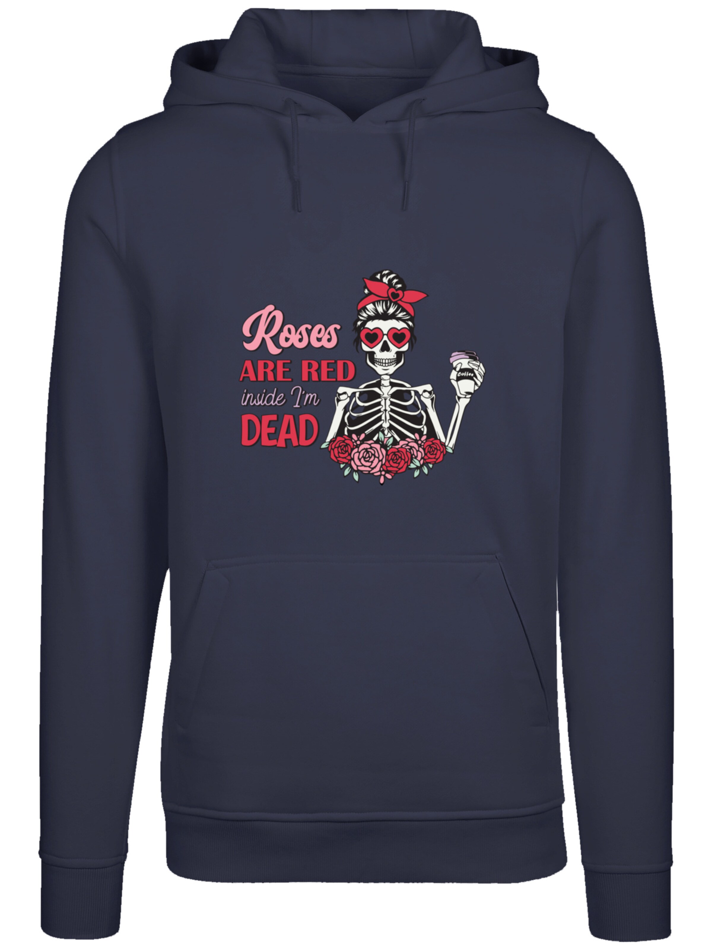 Sweat-shirt 'Anti Valentinstag Roses Are Red' F4NT4STIC en bleu : devant