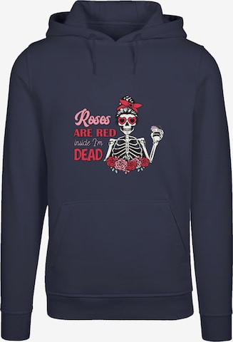 Sweat-shirt 'Anti Valentinstag Roses Are Red' F4NT4STIC en bleu : devant
