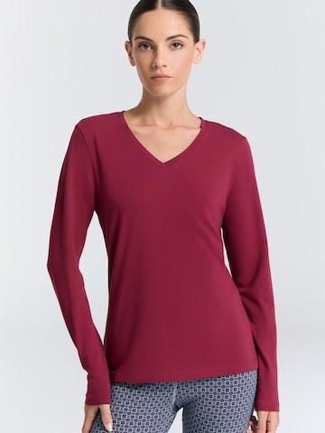 Leela COTTON Shirt 'Damen Bio-Baumwoll V-Neck Langarmshirt' in Red