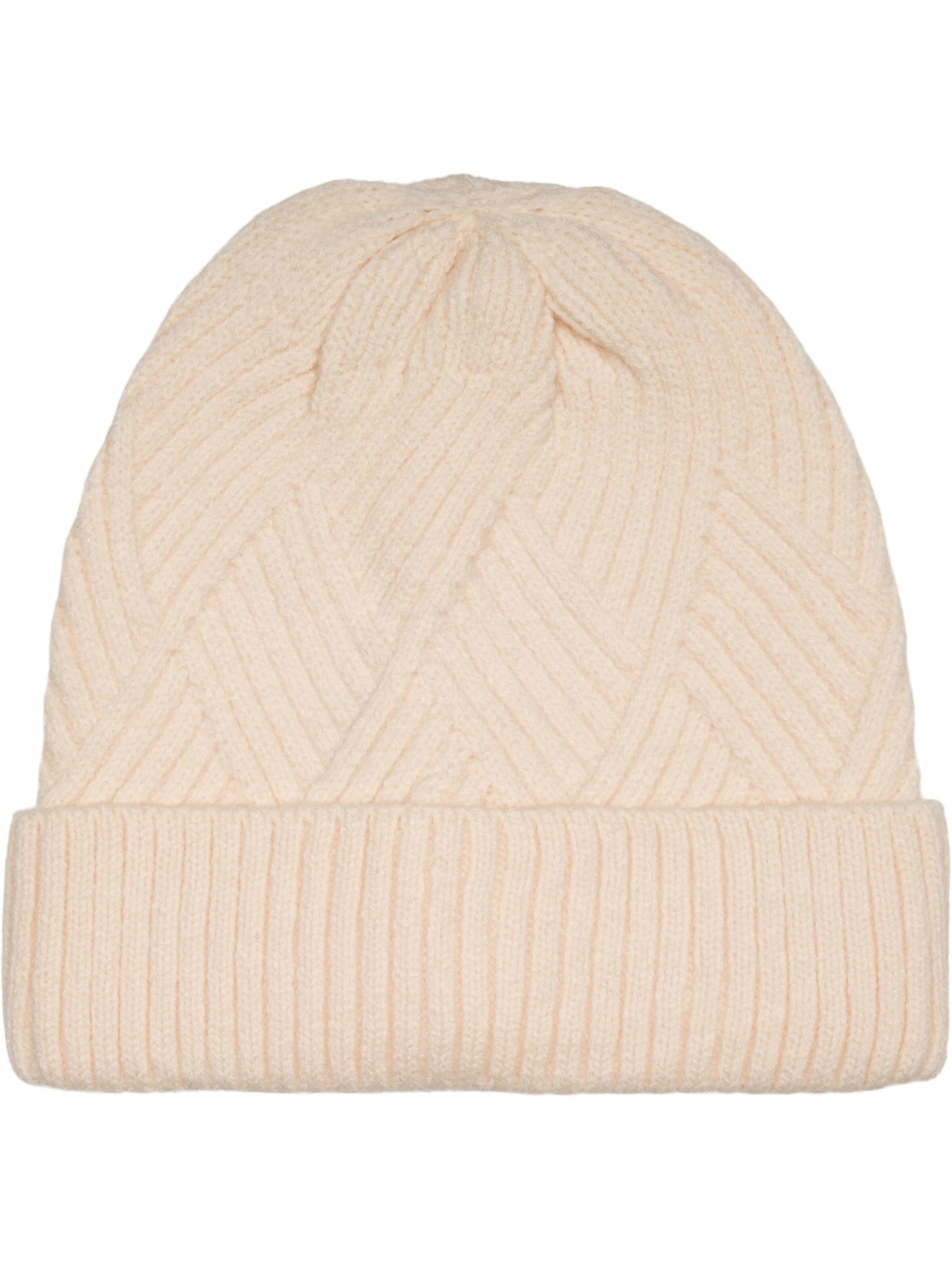styleBREAKER Mütze 'Strickmütze mit Rauten Rippmuster'‌‌‌ in Beige: Vorderseite