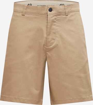 SELECTED HOMME - Regular Calças chino 'Harrow' em castanho: frente