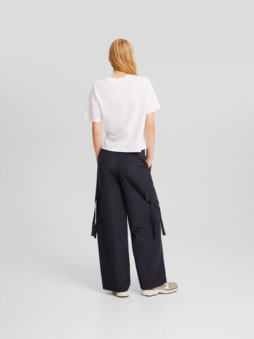 Bershka Wide Leg Hose in Grau