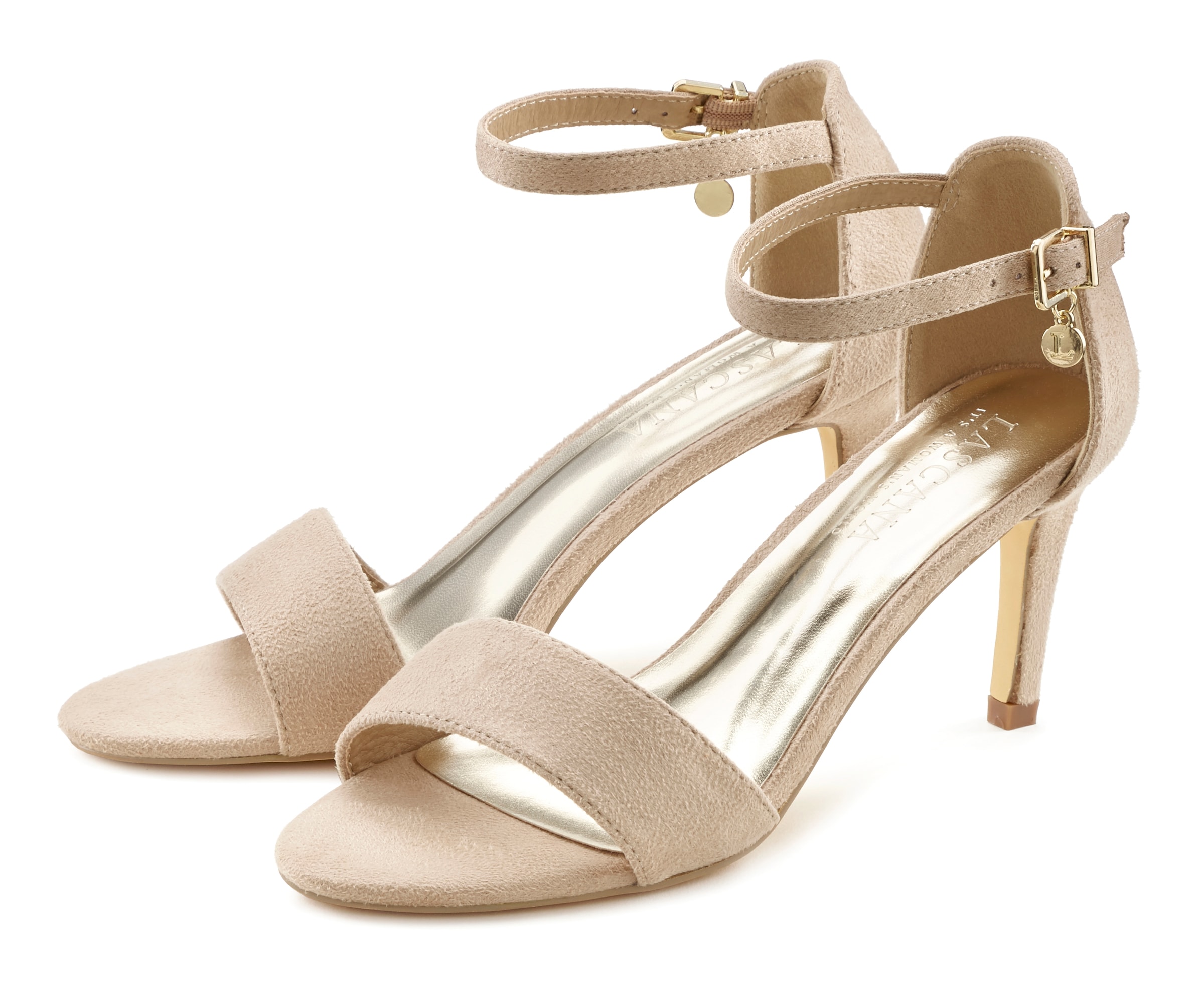 LASCANA - Sandalias con hebilla en beige: frente
