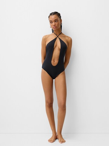 Bershka Swimsuit in Black: front