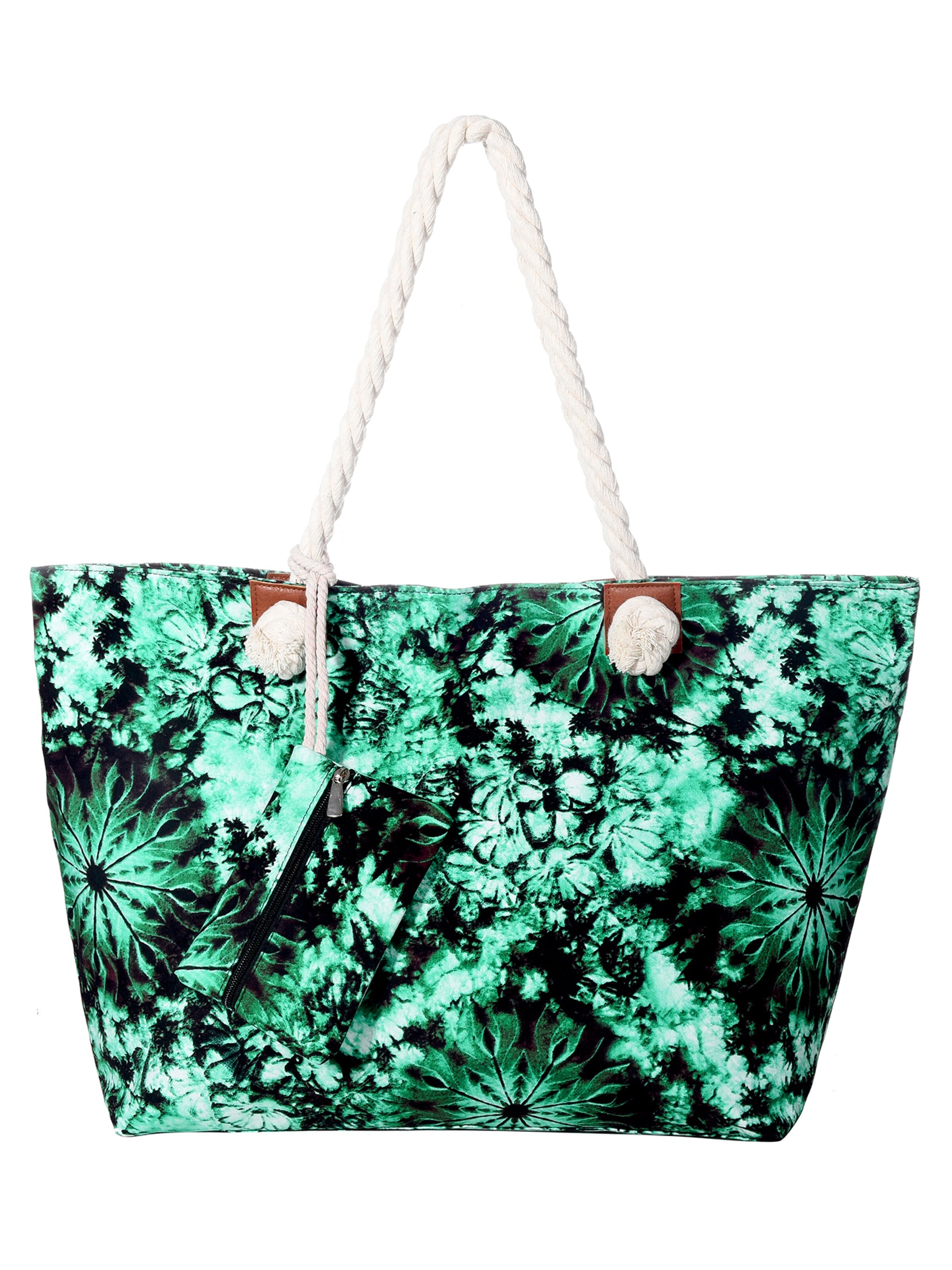 DonDon Beach Bag 'DonDon Strandtasche mit Reißverschluss Shopper Beach bag Badetasche Bunte Welt' in Green: front