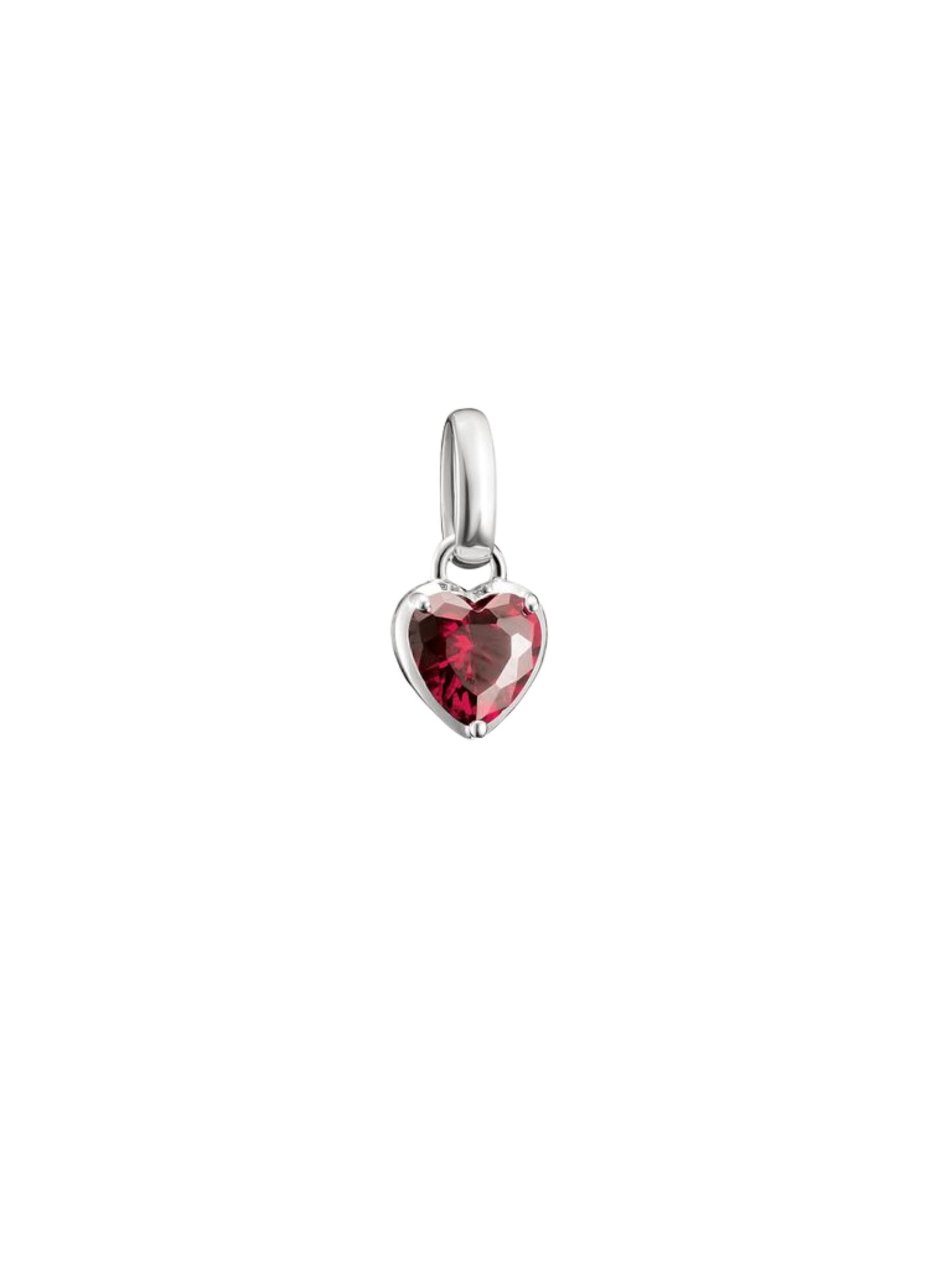 Thomas Sabo Pendant 'Silber Charm Anhänger Herz Geburtsstein Juli Connect' in Red: front